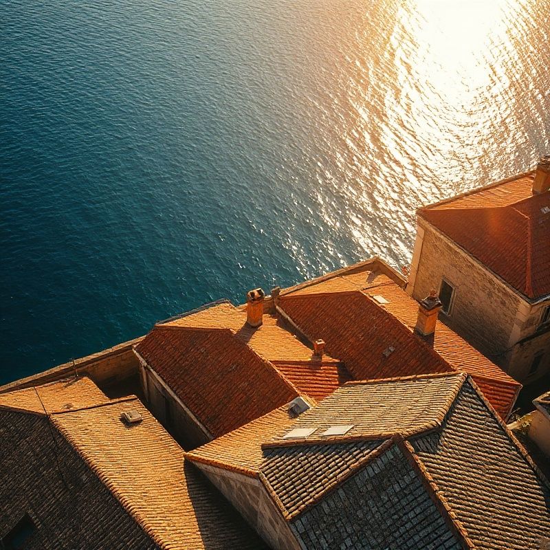 Šibenska obala pod mediteranskim suncem, kameni krovovi i more